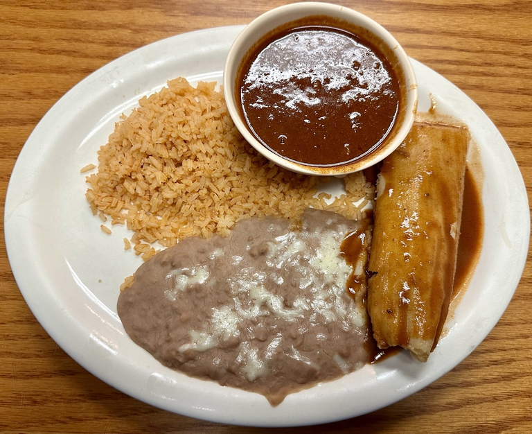 C. Chile Con Carne, Rice, Beans and Tamale